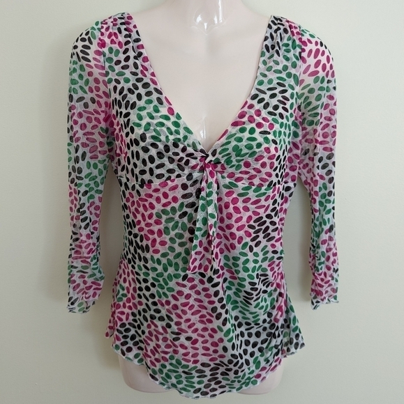 Dvf DIANE VON FURSTENBERG polka dot silk sheer top medium - Picture 1 of 13